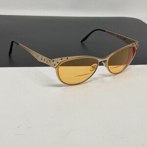 Caviar Eyeglasses Frame 1774 C21 Gold Cat Eye Eyeglasses W/ Clear/topaz Crystals